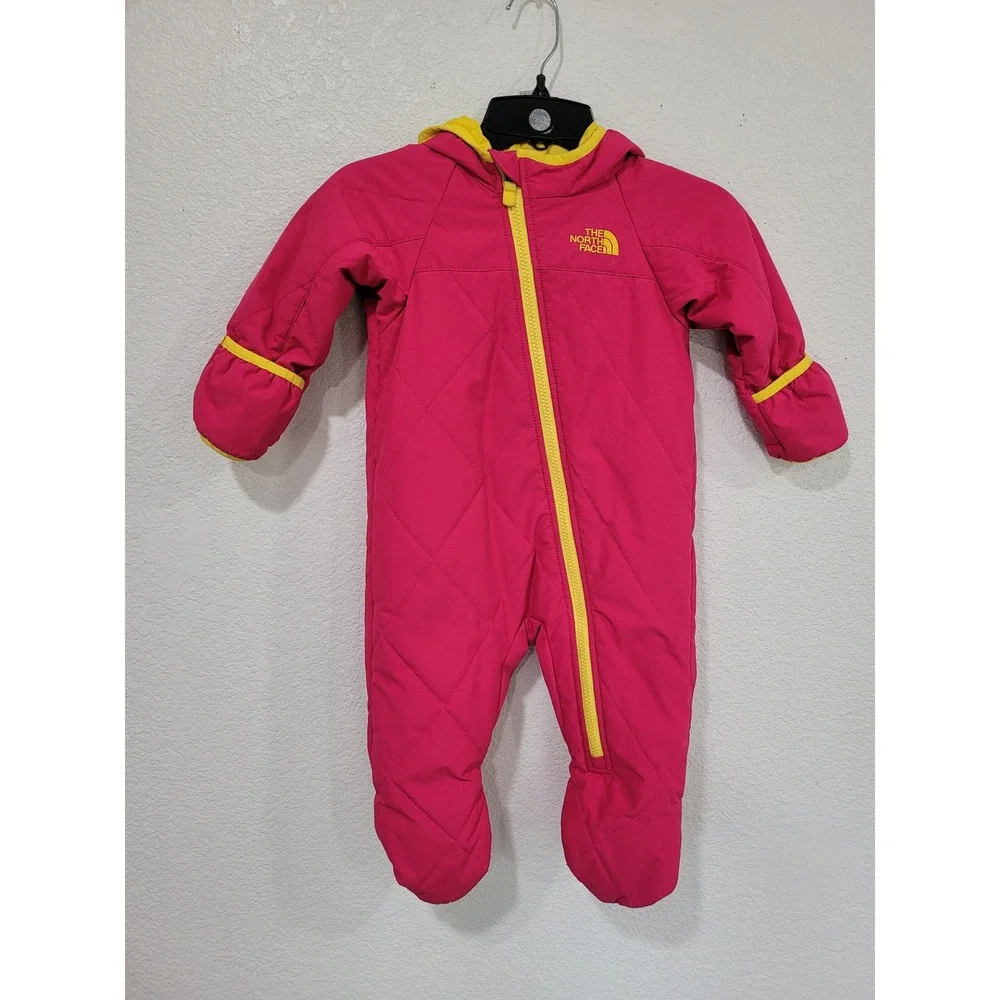 The North Face Infant Pink Yellow Quilted Insulated Bunting Snowsuit 12-18M #3